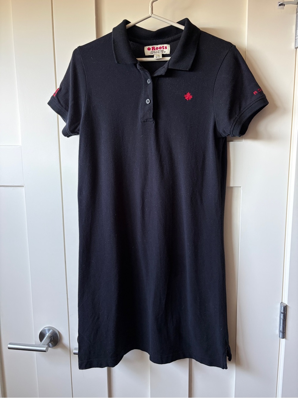 Roots Black Polo Dress with Red Maple Logo